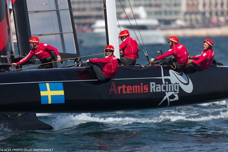 Artemis hangs in. Photo:2013 ACEA/Gilles Martin-Raget