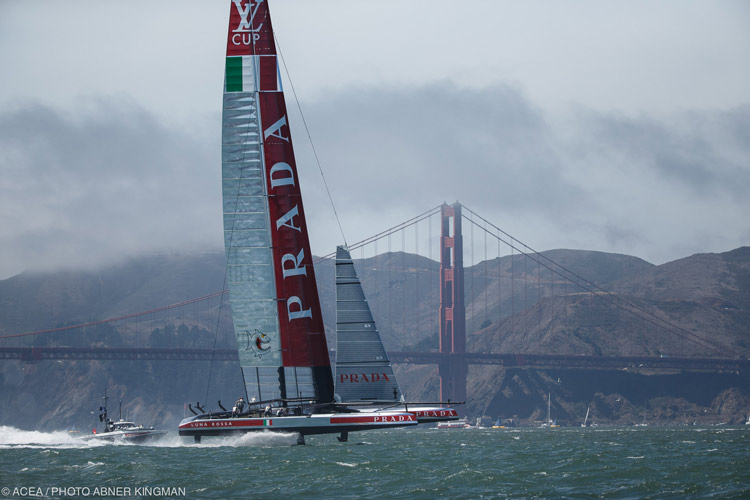 Italy's Silver Bullet was nearly equal to ETNZ downwind, but couldn't keep pace upwind enough to stay in Race 7.