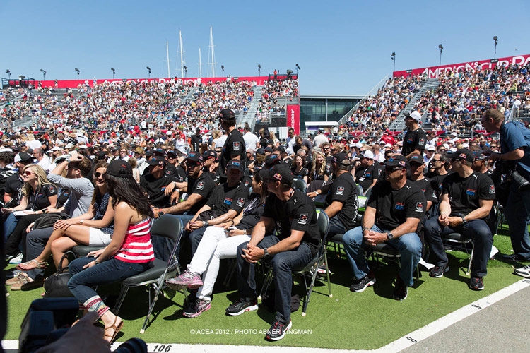 Team members join the crowd. Photo: 2013 ACEA/Abner Kingman