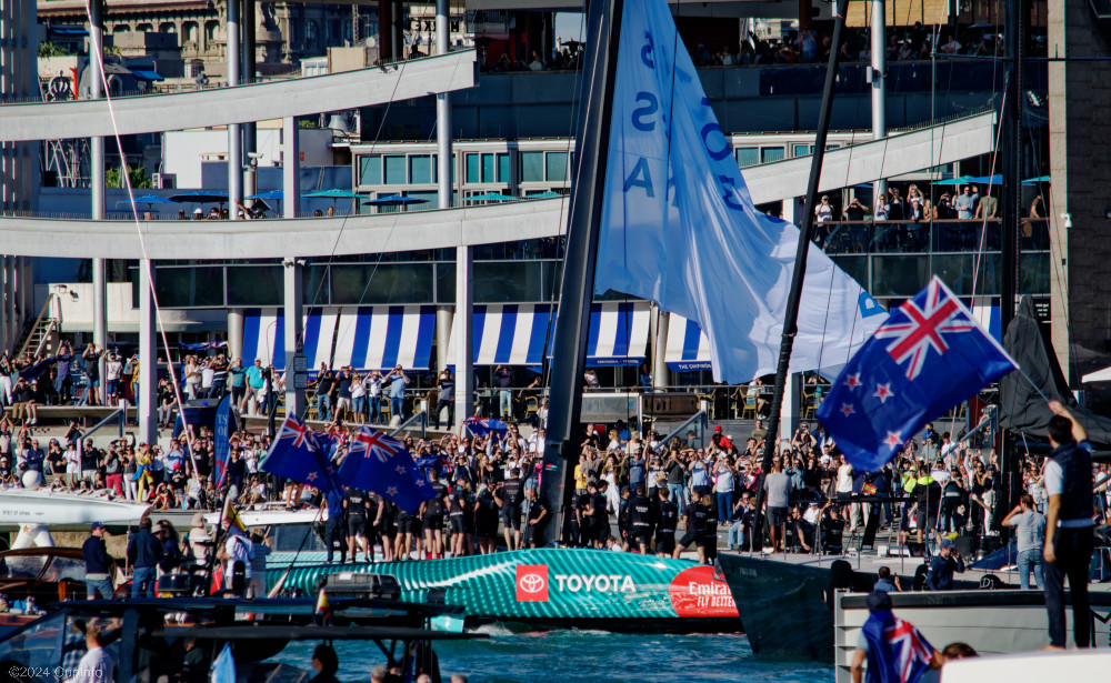 Emirates Team New Zealand's victory lap in Barcelona.