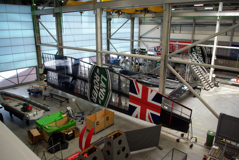 Land Rover BAR's well-equipped workshop bays. Photo: ©2016 John Crisp